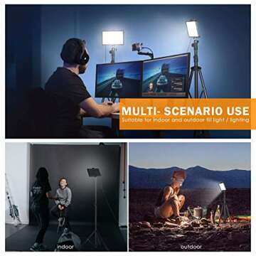 SVOPY Dimmable LED Video Light - 5600K USB Photography Lighting Kit with Adjustable Tripod Stand and 4 Color Filters, Portable Studio Light for Live Broadcast/Photography, Tabletop