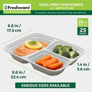 Freshware Meal Prep Containers with Lids, BPA Free 25 Pack
