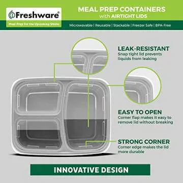 Freshware Meal Prep Containers with Lids, BPA Free 25 Pack