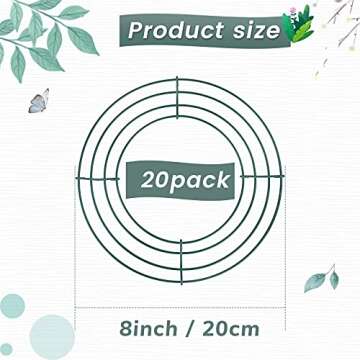Hotop 20 Pieces Wire Wreath Frames Green Christmas Metal Round Wreath Making Rings for DIY Floral Cr...