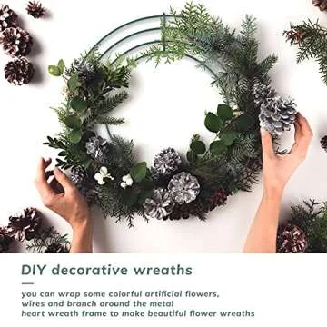 Hotop 20 Pieces Wire Wreath Frames Green Christmas Metal Round Wreath Making Rings for DIY Floral Craft Home New Year Decorations(8 Inch)