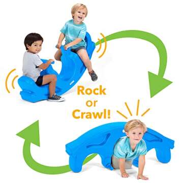 Simplay3 Rock and Roll Teeter Totter Seesaw - Rocking Fun for Two Toddlers or Kids Ages 18 Months to 5 Yrs- Sapphire, Made in USA