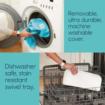 hiccapop OmniBoost Travel Booster Seat with Tray for Baby | Folding Portable Seat for Dining Table, Camping, Beach, Grandma’s | Tip-Free Design Straps to Kitchen Chairs