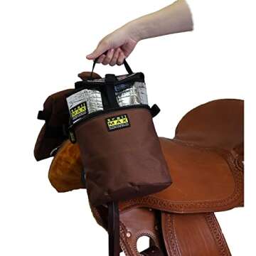 TrailMax Medium Horse Pommel Bags for your Western Saddle; Insulated Saddle Bags for Horses; Camera or Cellphone Saddle Bag; Secured W/Straps Around Pommel of Western or Endurance Saddles;BRN