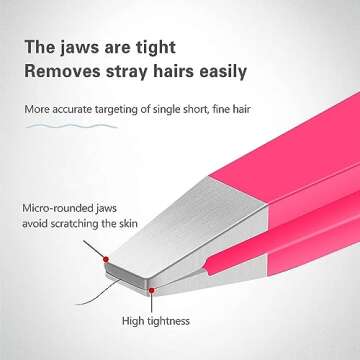 Tweezers Set, High Precision Stainless Steel Eyebrow Tweezers for Facial Hair, Inward Growing Hair and Splinter Remover Kit, Suitable for Women and Men, 4-Piece Set. (pink)