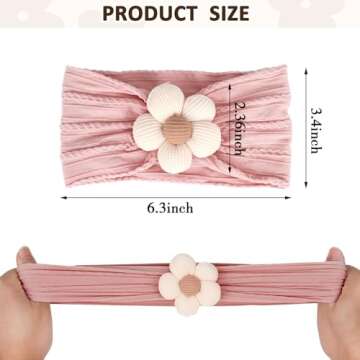 MIUXUESO 3 Pcs Baby Flower Headbands - Soft Nylon Hairbands for Girls