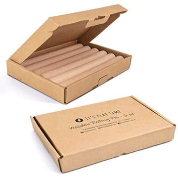 Twinklebelle Kids' 7" Small Wooden Rolling Pins for Baking Pizza Pasta Play-Dough Clay Crafts Party,...