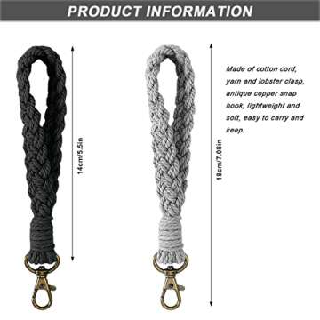 3 Pack Boho Macrame Phone Wrist Strap with 3 Pcs Phone Tether Tabs, Cell Phone Lanyard Bracelet Hand...