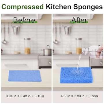15 Pcs Cellulose Sponges Kitchen, 5 Colors Non-Scratch Colorful Sponges, Biodegradable Compressed Sp...