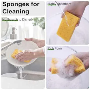 15 Pcs Cellulose Sponges Kitchen, 5 Colors Non-Scratch Colorful Sponges, Biodegradable Compressed Sponges, Large Cellulose Sponge for Kitchen, Bathroom, Cars, Funny Cut-Outs DIY