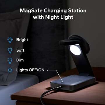 Eazpower 3 in 1 Foldable Wireless Charging Station for MagSafe, Travel Magnetic Charger Stand for iP...