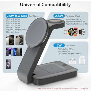 Eazpower 3 in 1 Foldable Wireless Charger for MagSafe