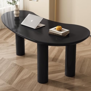 GlimBiz 65 inch Irregular Computer Desk for Home Office, Kidney-Shaped Wide Storage Desktop Executiv...