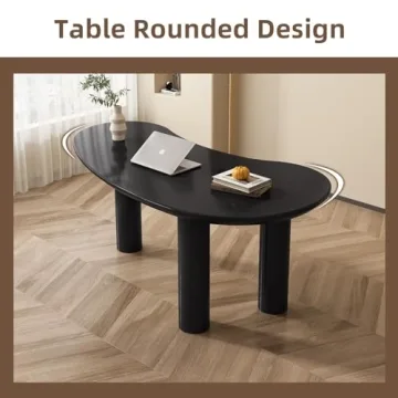 GlimBiz 65 Inch Irregular Computer Desk for Home Office