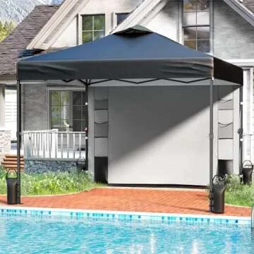 Tunbne 10'x10' 1-Person Setup Pop Up Canopy Tent with Sidewall and 6 Pockets, Patented One Push, Ins...