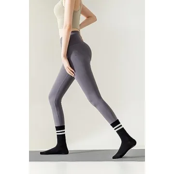 Irisbear Womens Pilates Socks Non Slip Yoga Socks Barre Hospital Athletic Socks for Women 3 PACK BLACK BLUE PURPLE