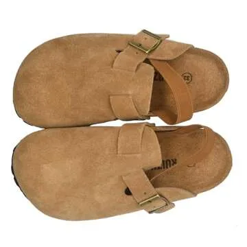 Generic Kids Suede Clogs Toddler Clogs Boys Girls Sandals Cork Adjustable Buckle Mules Kid Slippers Flat Shoes Black, Brown