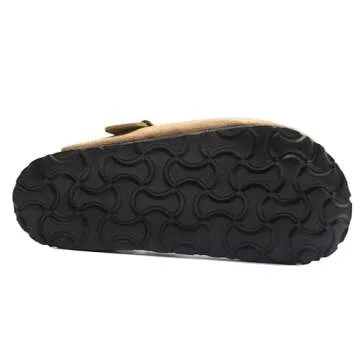 Generic Kids Suede Clogs Toddler Clogs Boys Girls Sandals Cork Adjustable Buckle Mules Kid Slippers Flat Shoes Black, Brown