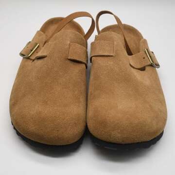 Generic Kids Suede Clogs Toddler Clogs Boys Girls Sandals Cork Adjustable Buckle Mules Kid Slippers Flat Shoes Black, Brown