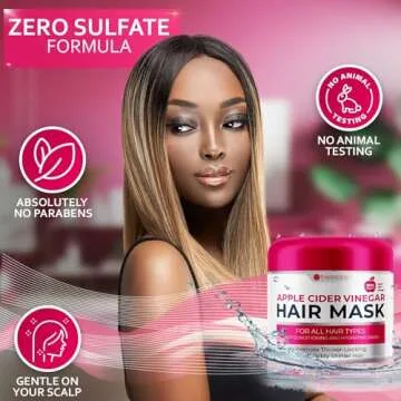Apple Cider Vinegar Deep Conditioning Mask - Treatment for Dry Damaged Hair and Split End Repair - Sulfate Free Formula with Collagen, Keratin and Argan Oil - For Flaky Scalp and Dandruff Relief