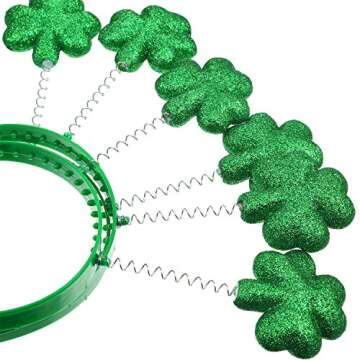 6 Pieces Irish St. Patricks Day Green Shamrock Headband and Fabric Shamrock Head Bopper Hat for Spri...