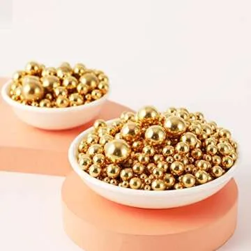 Kasvan Gold Pearl Sugar sprinkles - Edible Candy Pearls 130g/4.58 Oz, Mix Size Cake Candy, Decorate Cakes, Cookies, Ice Cream (Bright Gold)