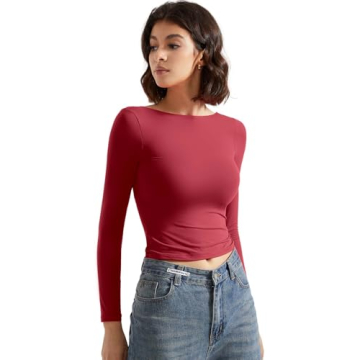 SUUKSESS Women Backless Buttery Soft Top Wine Red