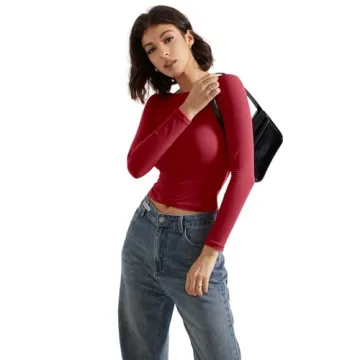 SUUKSESS Women Backless Buttery Soft Top Wine Red