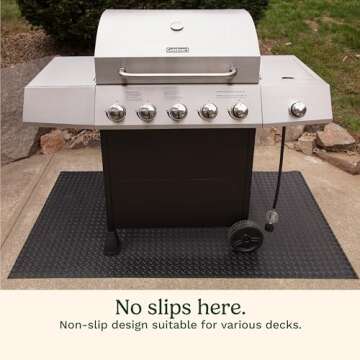 Cuisinart Premium Deck and Grill Mat, 65" x 36", Non-Slip Rubber Mat for BBQ, Griddle and Grill All Season Protection for Patio, Deck and Porch