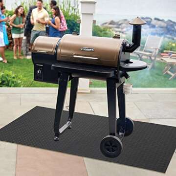 Cuisinart Premium Deck and Grill Mat, 65" x 36", Non-Slip Rubber Mat for BBQ, Griddle and Grill All Season Protection for Patio, Deck and Porch