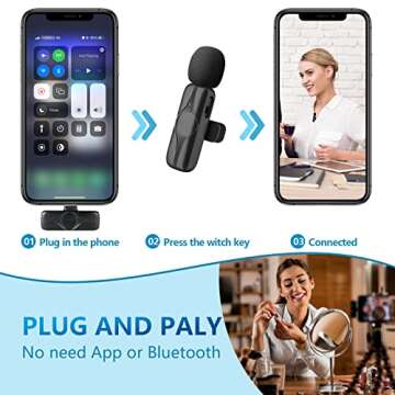 Bonn 1949 Wireless Lavalier Microphone for iPhone, iPad - Cordless Omnidirectional Condenser Recordi...