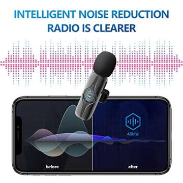 Bonn 1949 Wireless Lavalier Microphone for iPhone, iPad - Cordless Omnidirectional Condenser Recording Mic for Phone Video Recording, Interview, Vlog, Auto Sync and Noise Reduction…