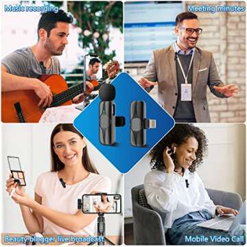 Bonn 1949 Wireless Lavalier Microphone for iPhone, iPad - Cordless Omnidirectional Condenser Recording Mic for Phone Video Recording, Interview, Vlog, Auto Sync and Noise Reduction…