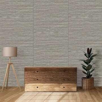 GF420 Real Grasscloth Wallpaper in Gray Made from Jute Fibers