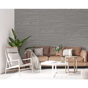 GF420 Real Grasscloth Wallpaper in Gray Made from Jute Fibers