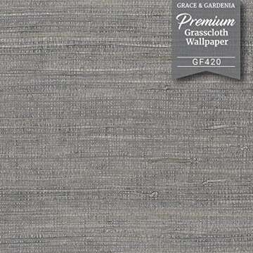 GF420 Real Grasscloth Wallpaper in Gray Made from Jute Fibers