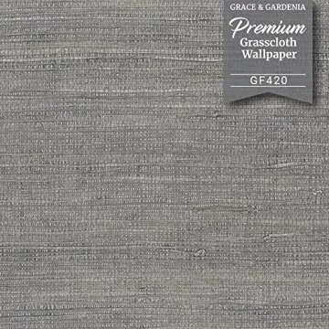 GF420 Real Grasscloth Wallpaper in Gray Made from Jute Fibers