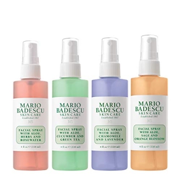 Mario Badescu Facial Spray Collection with Rose Water, Cucumber, Lavender and Orange Blossom, Multi-...