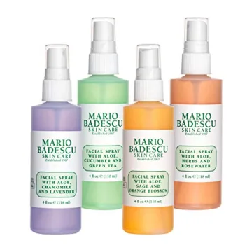 Mario Badescu Facial Spray Collection with Rose Water, Cucumber, Lavender and Orange Blossom, Multi-Purpose Cooling and Hydrating Face Mist for All Skin Types, Dewy Finish, 4 Fl Oz (Pack of 4)