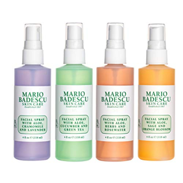 Mario Badescu Facial Spray Collection with Rose Water, Cucumber, Lavender and Orange Blossom, Multi-Purpose Cooling and Hydrating Face Mist for All Skin Types, Dewy Finish, 4 Fl Oz (Pack of 4)