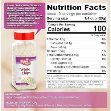 Baker's Choice Non-Dairy White Chocolate Chips 9oz