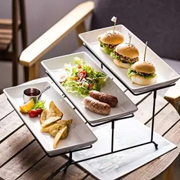 YHOSSEUN 3 Tier Serving Stand with Collapsible Design and Platters