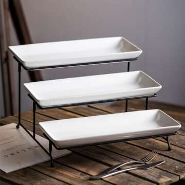 YHOSSEUN 3 Tier Serving Stand with Collapsible Design and Platters