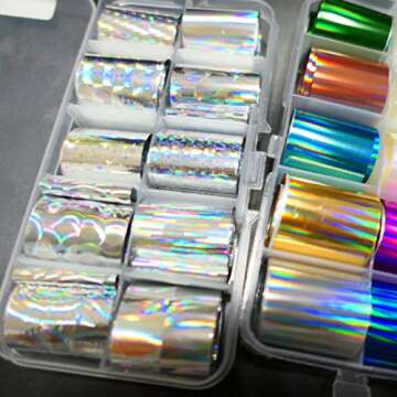 AddFavor 30 Roll Holographic Nail Foil Stickers Set