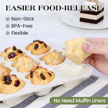 AOTASO 2 Pcs Heart Shaped Muffin Pan for Baking 12 Cup Silicone Heart Cake Mold for Valentine's Day ...