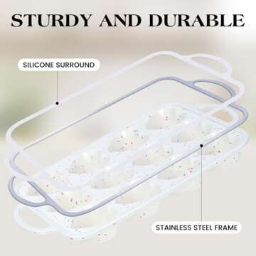 AOTASO 2 Pcs Heart Shaped Muffin Pan for Baking 12 Cup Silicone Heart Cake Mold for Valentine's Day Nonstick Cupcake Tray with Metal Reinforced Frame (Cream)