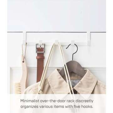 YAMAZAKI home Smart Wide Over the Door Rack, White