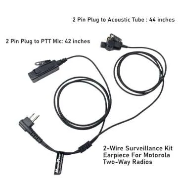 MaximalPower Headset Earpiece with Kevlar Reinforced Cable 2-Pin for Motorola Two-Way Radios Surveillance Headset (RHF MOT 2PIN HQ) 1 Black