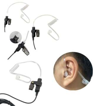 MaximalPower Headset Earpiece with Kevlar Reinforced Cable 2-Pin for Motorola Two-Way Radios Surveillance Headset (RHF MOT 2PIN HQ) 1 Black