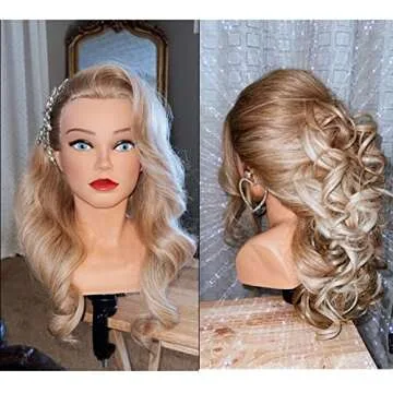 Traininghead 28-30" 100% Human Hair Mannequin Head Hairdressing Training Practice Head Hair Styling ...
